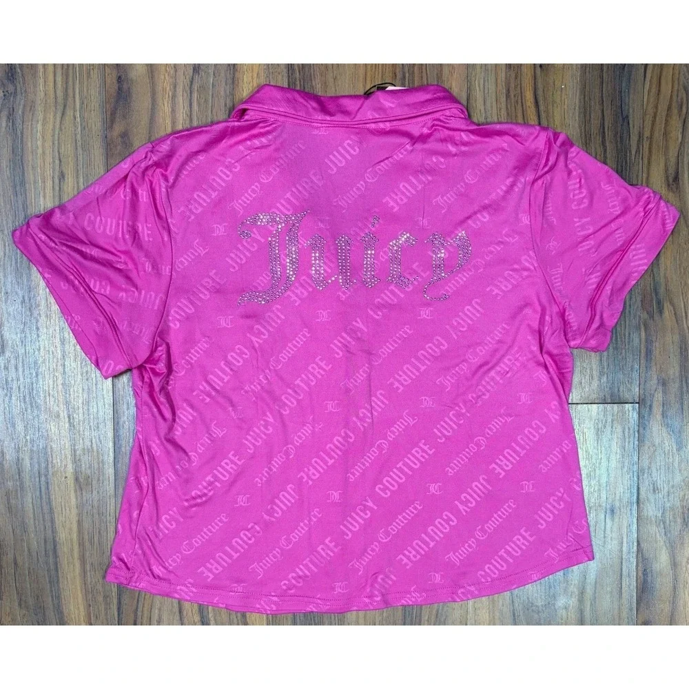 Juicy Couture Pajama Set Large Pink Rhinestone Logo Y2K Loungewear Sleepwear
